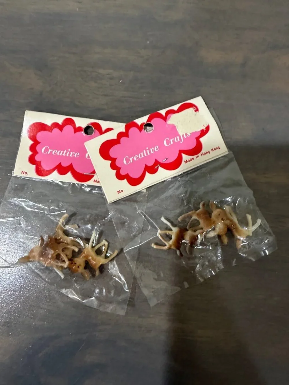 Vintage Creative Crafts Miniature Plastic Deer Fawn Figures Christmas Craft 2 pa